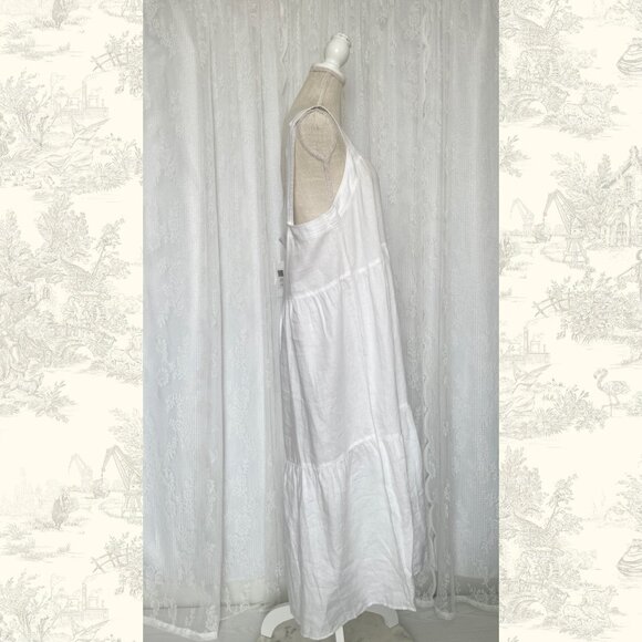 Eileen Fisher Womens Linen Dress XL White Tiered Organic Maxi Summer Breathable - Picture 4 of 8